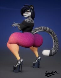 1boy 3d adrian_(rumakis) animated anthro ass big_ass bubble_butt clothing crouching fat_ass femboy heels huge_ass hyper_ass large_ass leporid looking_at_viewer looking_back male male_only pants rumakis shirt shoes shoulderless_shirt snow_leopard solo squatting thick_ass thick_thighs thunder_thighs wide_hips