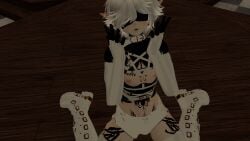 blindfold chest_harness choker clothed elf femboy priest vrchat vrchat_avatar vrchat_media vrchat_model white_hair