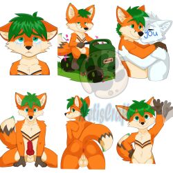 absurd_res anthro anus ass balls bodily_fluids canid canine cuddling duo erection fox genitals green_hair hair hi_res hug knot knotted_penis male mammal netiscraft penis sad short_hair sticker sticker_pack tears telegram telegram_sticker