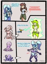 alien alien_girl chabble clothing_transformation comic human living_clothes octopus original_character original_characters tentacle_clothes text transformation transformation_sequence wearing_partner