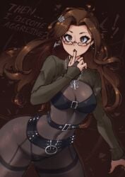 1girls atlus brown_hair fushimi_chihiro glasses goth goth_girl hatidraw persona persona_3 sega thick_thighs