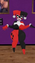 cally3d cosplay cryptiacurves embarrassed fredina's_nightclub harley_quinn_(classic) marie_(cally3d) pose