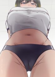 163_(shiromeshi) akashi_maho blush d4dj huge_breasts panties partially_clothed pussy