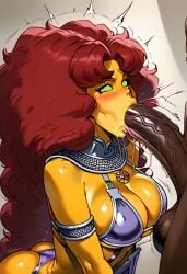 ai_generated blowjob dark-skinned_male dc dc_comics fellatio huge_cock hyper_penis oral oral_sex starfire teen_titans will_of_ai