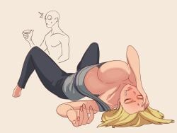 2knsfw1 big_breasts breasts cleavage closed_eyes drooling drunk female fully_clothed large_breasts lying_on_floor naruto sleeping tsunade