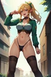 ai_generated blonde_hair cleavage elf_ears elf_female kirigaya_suguha leafa leggings necklace panties ponytail sfa1903 sword_art_online thick_thighs thighs toned_female