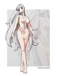 1futa alchemist_(girls'_frontline) areolae balls big_balls big_breasts big_penis breasts crestfallen163 erection eye_patch feet futa_only futanari girls'_frontline human legs light-skinned_futanari light_skin long_hair nipples nude penis sangvis_ferri silver_hair solo standing thighs white_hair yellow_eyes