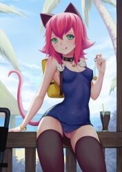 :p alternate_version_available animal_ears annie_(league_of_legends) annie_hastur armpit b_cup backpack bathing_suit beach bear_keychain belly belly_button black_chair blue_bathing_suit blue_sky blue_swimming_suit blue_swimwear blush blush_lines blushing_female bracelet brown_cat_ears brown_collar brown_socks cat_ears cat_tail cat_tail_buttplug cloud clouds collar collar_with_bear_keychain collar_with_keychain drink fake_animal_ears fake_cat_ears fake_cat_tail female female_only fit_female girl glass_of_softdrink golden_bear_keychain golden_bracelet golden_keychain green_eyes grown_up grown_up_female grown_up_girl keychain league_of_legends league_of_legends:_wild_rift legends_of_runeterra light-skinned_female light_skin long_brown_socks long_socks medium_breast medium_breasts medium_thighs nipple_piercing nipples not_ai_generated ocean ocean_background palm_tree palm_trees pink_cat_tail pink_hair pink_nail_polish pink_nails pink_short_hair pussy pussy_peek pussy_piercing right_armpit riot_games sea sexy sexy_body sexy_female sexy_girl short_hair short_pink_hair sitting socks sonikey0_0 summer swimming_suit swimwear teenage_girl teenager tummy upscaled woman_only yellow_backpack