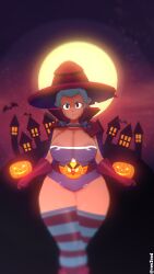 1girls 3d areolae big_breasts big_thighs brawl_stars breasts busty clothing dark-skinned_female dark_skin female female_only halloween hoot_hoot_shelly huge_breasts huge_thighs large_breasts large_thighs nipple_bulge rev2rod shelly_(brawl_stars) supercell thick_thighs thighs voluptuous