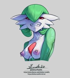 1girls anthro anthro_female baring_teeth breasts doktor_malefic exposed_breasts female female_focus female_only gardevoir generation_3_pokemon looking_at_viewer nintendo pokemon solo solo_female solo_focus toothy_grin