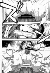 anthro balls black_and_white blazblue boner clothing comic cum erection eye_patch eyewear feline forced harusuke hi_res japanese japanese_text jubei_(blazblue) male male_only mammal monochrome penetration penis sweat tears text translated valkenhayn_r._hellsing video_games yaoi