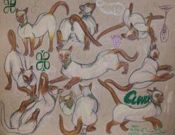 barbed_penis collar colored_pencil coy feline feral grooming lying mammal model_sheet multiple_poses on_side penis pose pussy queensmate siamese stretching traditional_media_(artwork)