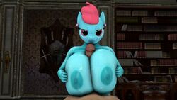 2016 3d animated anthro areola big_breasts breasts color cup_cake_(mlp) earth_pony equine erect_nipples erection female friendship_is_magic horse huge_breasts human looking_at_viewer lying male mammal mature_female my_little_pony nipples paizuri penis pony pov sex straight xvvajra