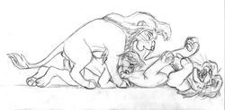 3boys anal anthro chris_mckinley disney feline feral gay group group_sex kovu lion male male_only mammal oral sex simba sketch the_lion_king threesome yaoi