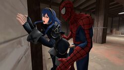 3d blue_hair cowman crossover eastern_and_western_character female fire_emblem fire_emblem_awakening garry's_mod human lucina_(fire_emblem) male marvel peter_parker spider-man spider-man_(series) straight straight_hair