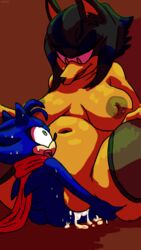 blue_arms blueast breasts chubby cum cum_in_pussy huge_breasts larger_female penetration size_difference smaller_male sonic_(series) sonic_the_hedgehog sweat vaginal_penetration