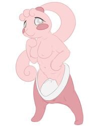 anthro breasts egg female grey_eyes grinding happiny hi_res humanoid looking_at_viewer masturbation nintendo nipples nude pants pink_skin pokemon posexe presenting pussy pussy_juice simple_background smile solo spread_legs spreading vaginal_penetration white_background