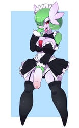 2016 anthro armwear big_breasts bow_tie breasts clothed clothing dickgirl edit futa_gardevoir futa_only futanari gardevoir garter_straps green_hair hair hi_res humanoid intersex legwear looking_at_viewer maid_uniform mammal nintendo open_mouth penis pokemon pokemon_(species) pokemon_rse red_eyes simple_background smile solo stockings teeth tongue tongue_out twisted-brit uniform video_games waru-geli