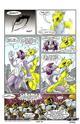 2016 anthro areola big_breasts breasts comic dialogue digimon end_page english_text erect_nipples female giant henbe human male mammal nipples page_24 pussy renamon text