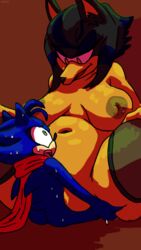 blue_arms blueast breasts chubby huge_breasts larger_female penetration size_difference smaller_male sonic_(series) sonic_the_hedgehog sweat vaginal_penetration