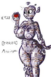 areola big_breasts breasts english_text female missingno. navel nintendo nipples nude poke_ball pokemon public_domain quin-nsfw simple_background solo standing text video_games white_background