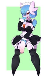 2016 alternate_color amber_eyes anthro armwear big_breasts bow_tie breasts clothed clothing color dickgirl edit futa_gardevoir futa_only futanari gardevoir garter_straps green_hair hair highres humanoid intersex legwear looking_at_viewer maid_uniform mammal nintendo open_mouth penis pokémon_(species) pokemon pokemon_(species) pokemon_rse shiny_pokemon simple_background smile solo stockings teeth tongue tongue_out twisted-brit uniform video_games waru-geli