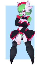 2016 anthro armwear big_breasts bow_tie breasts clothed clothing dickgirl edit futa_gardevoir futa_only futanari gardevoir garter_straps green_hair hair hi_res humanoid intersex legwear looking_at_viewer maid_uniform mammal nintendo open_mouth penis pokemon pokemon_(species) pokemon_rse red_eyes simple_background smile solo stockings teeth tongue tongue_out twisted-brit uniform video_games waru-geli