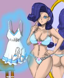 1girls blue_eyes bra breasts busty cleavage female female_only friendship_is_magic hair_over_one_eye high_heels hourglass_figure human humanized john_joseco lingerie magic mirror my_little_pony navel panties rarity_(mlp) solo straight_hair tagme voluptuous