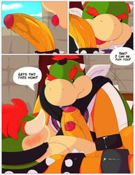 2boys ball_gag blush bound bowser bowser_jr. cock_ring erection foreskin frottage furry furry_only gag large_penis licking male male_only mario_(series) multiple_boys nintendo oral penis redemption3445 shell spikes super_mario_bros. testicles text yaoi