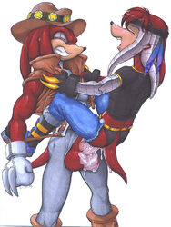 anal clothed clothes cum cum_in_ass cum_inside echidna knuckles_the_echidna leostar male_only mammal monotreme pants penis ratcandy sonic_(series) yaoi