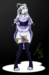 asriel_dreemurr asriel_dreemurr_(god_form) black_sclera blush caprine clothing crossdressing dress goat japa_wolf male male_only mammal penis solo undertale video_games