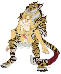 2boys alex_dowski anal anal_sex anthro balls beefy canine chatonbleu cocky completely_nude daddy duo feline humanoid_penis male male_only mammal manly nude nude_male penetration penis tiger yaoi yrvel_(uchoa)