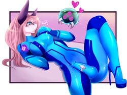 1futa 2016 absurd_res alien anthro baby_(metroid) ball_bulge balls balls_in_bodysuit balls_under_clothes blue_eyes bodysuit breasts bulge cameltail clothing cosplay curvy duo erect_nipples erection erection_under_clothes futa_only futa_sans_pussy futanari hair heart hi_res high_heels intersex large_breasts long_hair metroid metroid_(creature) missblue nintendo nipple_bulge nipples penis penis_bulge penis_in_bodysuit penis_under_clothes samus_aran_(cosplay) scalie vibrator video_games zero_suit