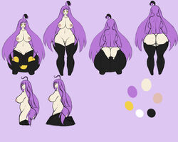 1girls ahoge alternate_color areolae armless ass back backboob breasts clothes erect_nipples feet female gourgeist hair half-closed_eyes large_ass large_breasts legwear long_hair looking_at_viewer lurkingtyger navel nintendo nipples nude plant pokémon_(species) pokemon pokemorph prehensile_hair pumpkin purple_background purple_hair pussy shiny_gourgeist shiny_pokemon smile solo standing stockings very_long_hair wide_hips yellow_eyes