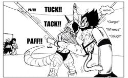 cock_and_ball_torture dragon_ball dragon_ball_z frieza gay male male_only monochrome penis raditz spankeror torture vegeta yaoi