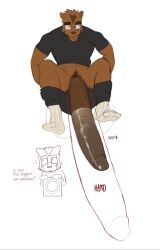 anthro balls furry glasses growth hyper hyper_cock hyper_penis hyper_testicles jindoruu male male_only muscular muscular_male pants_down penis testicles