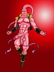 cum cumshot diphallia diphallism dragon_ball dragon_ball_z full-length_portrait full_length hemipenes looking_at_viewer majin_buu male_only multi_penis muscular pecs penis portrait solo standing super_buu