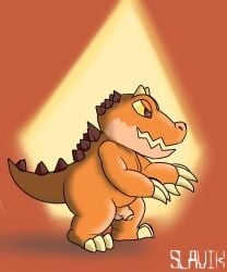 anthro baby_dragon_(clash_roayle) brown_body clash_(series) clash_royale dragon flaccid genitals hi_res male mythological_creature mythological_scalie mythology penis scalie short_stack slightly_chubby small_penis solo supercell_(company) white_penis