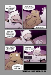 anthro armpit_hair blush bodily_fluids body_hair brown_body brown_fur camelid capybara caviid comic controller covered_eyes cum cum_on_penis dialogue duo end_page english_text erection fur genital_fluids genitals glans hi_res holding_controller holding_object holding_penis holding_remote_control keegan_(t0l0k) llama looking_at_another looking_at_viewer male male/male mammal multiple_scenes nipples nude paul_(t0l0k) penis remote_control rodent smile speech_bubble sweat t0l0k text the_end white_body white_fur