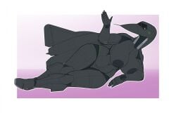 aeromorph aircraft airplane anthro areola back_wings belly big_areola big_breasts big_nipples black_body breasts cockpit curvy_figure digital_media_(artwork) female fin genitals hi_res jet jet_engine leg_fins living_aircraft living_machine living_vehicle lying machine metallic_body navel ndragon3 nipples not_furry nude nude_anthro nude_female on_side pussy simple_background smile solo sr-71 sr-71_blackbird thick_thighs vehicle voluptuous vulva wheel wheel_feet wide_hips wings
