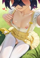 ai ai_assisted ai_generated androgynous blush crossdressing dress femboy feminine_male flaccid flaccid_penis flat_chest flat_chested foreskin gay grass kieran_(pokemon) male neronaai nipples otoko_no_ko outdoors outside pantyhose penis pokemon selfie sitting small_penis smile teasing teenager uncircumcised yaoi