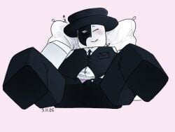 1boy artful_(die_of_death) blocky_body clothed die_of_death_(roblox) lingerie male mask panties pillow roblox roblox_game robloxian self_upload spread_legs tagme tagme_(artist) unbuttoned_pants vest