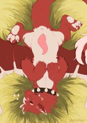 absurd_res animal_genitalia bodily_fluids claws cum dangodragon digital_media_(artwork) dragon erection feral fluffy fur genital_fluids genitals hair hi_res horn looking_at_viewer male penis scalie simple_background solo solo_male wings