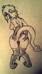 anus breasts clothing dragon drawing drippy drippydragon drooling female horn midget panties pussy saliva standing thong tongue underwear wet