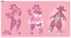 2020 absurd_res anthro anthro_to_inanimate balls bell breasts camelid closed_eyes cookie digital_media_(artwork) eating flattened food food_transformation futanari genitals gingerbread_man hi_res hooves horn inanimate_transformation intersex keffotin living_cookie llama mammal nipples null_bulge sequence smile solo surprised trans_(lore) trans_woman_(lore) transformation