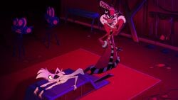 2boys 4_arms abuse angel_dust_(hazbin_hotel) ass camera cameras chained_down clothed clothed_male clothed_male_nude_male coat demons femboy filming getting_ready hat hazbin_hotel heart_glasses male naked naked_male nude nude_male official_art paddle pimp pimp_hat pinned_down screencap screenshot sinner sinner_demon spanking_paddle spindlehorse_toons thigh_high_boots thigh_highs twink valentino_(hazbin_hotel) vivziepop yaoi_paddle
