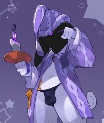 2026 4_fingers alien anthro biped blue_clothing blue_underwear bottomless bottomless_anthro bottomless_male bulge button_(fastener) candle clothed clothed_anthro clothed_male clothing colored_fire cosplay detailed_bulge digital_drawing_(artwork) digital_media_(artwork) dreameater_(stargazernue) fingers fire floppy_ears hat headgear headwear hi_res holding_candle holding_object lop_ears male male_anthro mammal nue_stargazer obscured_face open_clothing open_pajamas oversized_clothing oversized_topwear pajamas pattern_background pattern_clothing pattern_hat pattern_headgear pattern_headwear pattern_topwear pawpads purple_clothing purple_eyes purple_fire purple_hat purple_headwear purple_pajamas purple_pawpads purple_topwear rem_(deadlock) simple_background smite_(artist) solo tail topwear unbuttoned underwear white_body white_tail