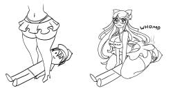 big_ass big_breasts breasts facesitting female glasses male oppaipantsuu thick_thighs underpants