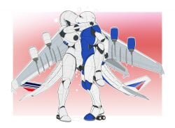 a380 aeromorph air_france airbus airbus_a380 aircraft airplane anthro areola back_wings balls blue_body bodily_fluids breasts cockpit digital_media_(artwork) duo erection eyebrowless female female_penetrated fin from_front_position genital_fluids genitals hi_res humanoid_genitalia humanoid_penis jet jet_engine kissing living_aircraft living_machine living_vehicle machine male male/female male_penetrating male_penetrating_female metallic_body ndragon3 nipples not_furry nude nude_anthro nude_female nude_male on_one_leg penetration penile penile_penetration penis penis_in_vagina pussy sex simple_background standing standing_sex tail tail_fin vaginal_penetration vehicle vulva wheel wheel_feet white_body wings