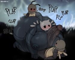 1futa 2boys axoarts bee boofly_(hollow_knight) breasts fat fat_futa femboy futa_is_smaller futanari gigantic_penis hollow_knight huge_breasts huge_cock hung_femboy hung_trap intersex male nude overweight paizuri penis penis_size_difference sex size_difference small_but_hung spitroast standing